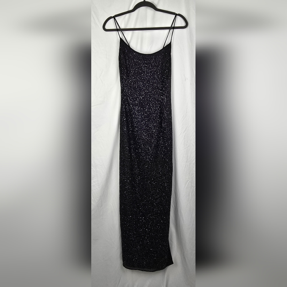 Purple and Black Sequin Maxi Slip Dress